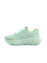 Championes de running Umbro Emma para mujer, de color azul marino con detalles en rosado, amarillo y suela blanca.