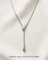 Collar de acero quirúrgico estilo corbatero con diseño minimalista de gota deslizante.