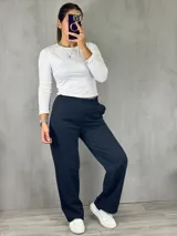 Pantalón de jogging gris melange, de corte amplio y cintura elástica.