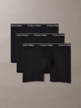 Pack de tres bóxers negros de corte clásico con cintura elástica con el logo de Calvin Klein en blanco.
