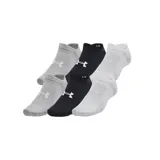 Pack de seis pares de medias deportivas cortas Under Armour Essential, en colores gris, negro y blanco, con el logo de la marca bordado en el empeine.