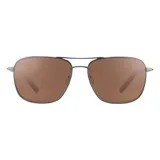 Lentes de sol Serengeti modelo Spello 8799, de aviador con montura metálica color plomo y lentes polarizadas color marrón.