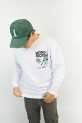 Buzo blanco de algodón con estampa frontal de raqueta de tenis y texto "Tennis Society Miami Florida Training Sessions Every Day 6-3 1982 Duxon Tournament".