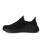 Championes slip-on Umbro New Flex para mujer, color negro, con capellada de tejido de punto y suela de goma. Presentan el logo de la marca en el lateral.