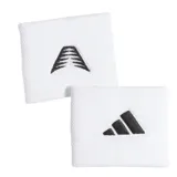 Par de muñequeras deportivas Adidas inspiradas en Anthony Edwards, de color blanco con el logo de la línea bordado en negro al centro.