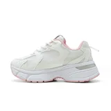 Championes deportivos American Sport modelo Amanda, color blanco con detalles en rosado y plateado, con diseño chunky y suela gruesa.