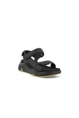 Sandalias negras de cuero con plataforma chunky y correas ajustables con velcro.