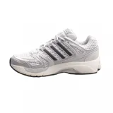 Championes Adidas Adistar Control de diseño técnico y deportivo, en color blanco con detalles plateados y las clásicas tres tiras de Adidas en negro sobre los laterales. Cuenta con una parte superior de malla transpirable, refuerzos sintéticos y una suela amortiguada de aspecto robusto.