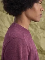 Buzo de cuello redondo confeccionado en tejido fleece, de corte clásico y manga larga, con puños y ruedo acanalados.