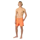 Short de baño naranja con cintura elástica y cordón ajustable.