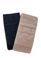 Pack de dos extensores de corpiño, uno negro y otro color piel, con tres hileras de ganchos.