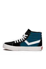 Championes de lona y gamuza tipo bota Pony modelo CF 1189, color negro y azul con detalles en blanco.