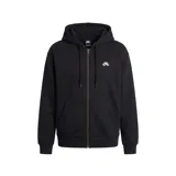 Campera tipo hoodie Nike SB de color negro, con cierre frontal completo, capucha con cordones ajustables, bolsillos tipo canguro y logo bordado en el pecho.