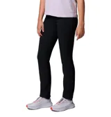 Pantalon de senderismo Columbia de corte recto y talle alto, color negro, con cintura parcialmente elástica, bolsillos funcionales y refuerzo en la entrepierna.