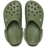 Zuecos Crocs modelo Crocband Clog Gum, color negro con banda lateral en tono caramelo y línea blanca. Diseño con orificios de ventilación, tira trasera pivotante y suela cómoda de espuma Croslite.