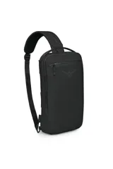 Mochila tipo bandolera Osprey Archeon Sling 7, color negro, con diseño minimalista y funcional. Cuenta con un compartimento principal con cierre, bolsillo frontal con cierre y correa ajustable estilo cinturón de seguridad.