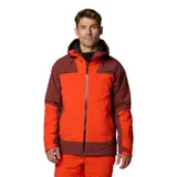 Campera técnica de esquí Columbia Titanium, con diseño bicolor en tonos rojo y bordó. Cuenta con capucha ajustable compatible con casco, cierre frontal bidireccional, ventilación en axilas, faldón antipolvo y múltiples bolsillos funcionales. Incorpora tecnología Omni-Tech para impermeabilidad y Omni-Heat Infinity para retención de calor.