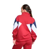 Buzo deportivo de mujer Umbro, con diseño de cuello alto y cierre frontal parcial. Presenta bloques de color en rojo, blanco y azul, con el escudo del Club Nacional de Football y el logo de la marca bordados en el pecho.