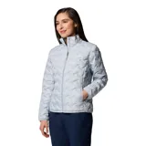 Campera puffer de mujer con tecnología Omni-Heat y Omni-Shield, confeccionada en tejido resistente al agua con aislamiento de plumón. Presenta cierre frontal completo, cuello alto con protector de barbilla, bolsillos laterales con cierre y diseño de costuras térmicas sin costuras.