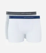 Pack de dos calzoncillos tipo bóxer de algodón, uno blanco y otro gris, con cintura elástica con la marca Lupo Underwear.