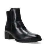 Botas de caña baja Bottero, color negro, confeccionadas en cuero con acabado brillante. Presentan un taco cuadrado bajo y cierre lateral interno.