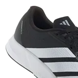 Championes de running Adidas Duramo RC 2, color negro con las icónicas tres tiras laterales en blanco y suela de goma blanca con tecnología Lightmotion. Presentan un diseño de malla transpirable y cierre con cordones.