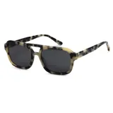 Lentes de sol modelo Ipanema con armazón de acetato con estampado animal print carey en tonos beige, blanco y negro, y lentes oscuros polarizados con protección UV400.