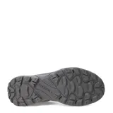 Championes de trail running Merrell modelo Tempo Exp, color negro con detalles en gris. Presentan una estructura de malla transpirable con refuerzos sintéticos, cordones ajustables y suela con relieve para mayor tracción.