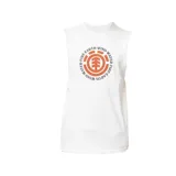 Musculosa blanca sin mangas con estampado del logo de Element en color naranja.