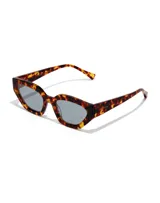 Gafas de sol unisex con montura de carey y lentes grises.