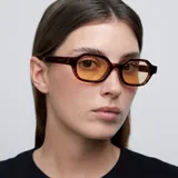 Gafas de sol unisex con montura fina y angular color carey, lentes ovaladas amarillas, protección UV400 y lentes polarizadas alemanas con recubrimiento Antiscratch y Superhydrophobic.