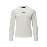 Buzo de cuello redondo Armani EA7, color beige claro, con logo de la marca estampado en el centro del pecho y puños y ruedo acanalados.