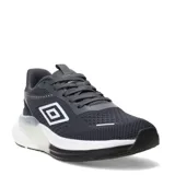 Championes de running Umbro modelo Pure Step, color gris con entresuela blanca y negra, capellada de malla transpirable y logo de la marca en el lateral.
