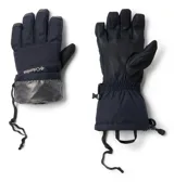 Guantes de esquí y nieve Columbia, color negro, con tecnología impermeable y transpirable Omni-Tech y forro termorreflectante Omni-Heat. Presentan palma de cuero resistente a la intemperie, ajuste en la muñeca con correa y elástico, y puntas de los dedos compatibles con pantallas táctiles.