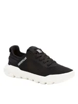 Sneaker Caterpillar modelo Hex Lite Vent, color negro con suela blanca de plataforma. Confeccionado en malla de nailon con detalles sintéticos, cierre mediante cordones y plantilla de espuma de PU.