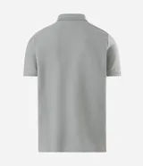Polo de manga corta para hombre confeccionado en tricot liviano de algodón con textura acanalada, cuello polo estructurado y cierre frontal parcial.
