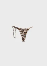 Braga de bikini con estampado animal print de leopardo, estilo brasileña, con cierre de lazo lateral y forro interior.