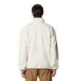 Buzo polar de cuello alto con cierre de botones a presión, confeccionado en tejido de textura suave. Presenta un bolsillo frontal con cierre en el pecho, detalles en contraste de color en la solapa y puños elásticos.