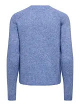 Sweater tejido de manga larga con cuello redondo y mangas raglán, con textura de cable y puños acanalados.