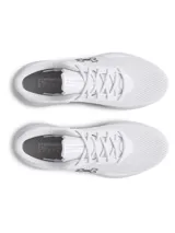 Championes de running Under Armour modelo Charged Escape 4 NM, color gris con suela blanca. Presentan parte superior de malla técnica ligera y transpirable, contrafuerte externo en el talón para mayor sujeción y mediasuela Charged Cushioning® para una amortiguación suave.