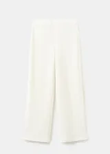 Pantalón blanco de tiro regular con diseño de pernera recta y estructura de tejido plano ligero.