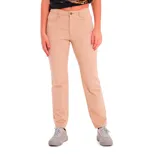 Pantalón color arena con diseño de 5 bolsillos con paneles dobles en la parte delantera, cierre con cremallera y ajuste con broche de marca.