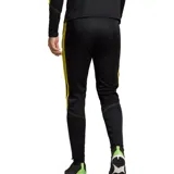 Pantalón de fútbol Adidas Tiro 23 Club para hombre, color negro con logo y rayas laterales en amarillo flúor. Confeccionado en tejido transpirable AEROREADY, de corte ajustado y con cierres en los puños.