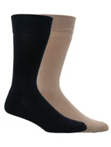 Pack de dos pares de medias de vestir, uno negro y otro beige, de largo medio y tejido liso.
