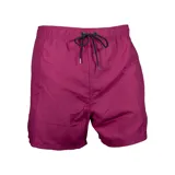 Short de baño color fucsia con cintura elástica y cordón de ajuste negro.