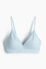 Soutien de diseño seamless confeccionado en tejido suave, con escote en V, breteles ajustables y copas con relleno extraíble.