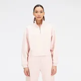 Buzo de algodón color rosado con cierre frontal de un cuarto, cuello alto y mangas largas con puños elásticos. Presenta un diseño minimalista con ajuste relajado y logo de la marca bordado.