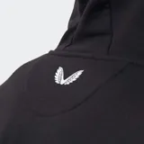 Campera con cierre frontal, capucha con cordón ajustable y bolsillos laterales. Color negro con el logo de Castore en blanco en el pecho.