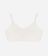 Soutien tipo bralette confeccionado en tejido seamless texturizado, con escote en V, breteles finos ajustables y diseño sin aros ni copas.