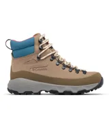 Botas de trekking Columbia modelo Newton Alpine Pt Techlite, de color marrón con detalles en celeste y fucsia en el tobillo. Cuentan con empeine de ante, suela de caucho de alta tracción y cordones de ajuste.